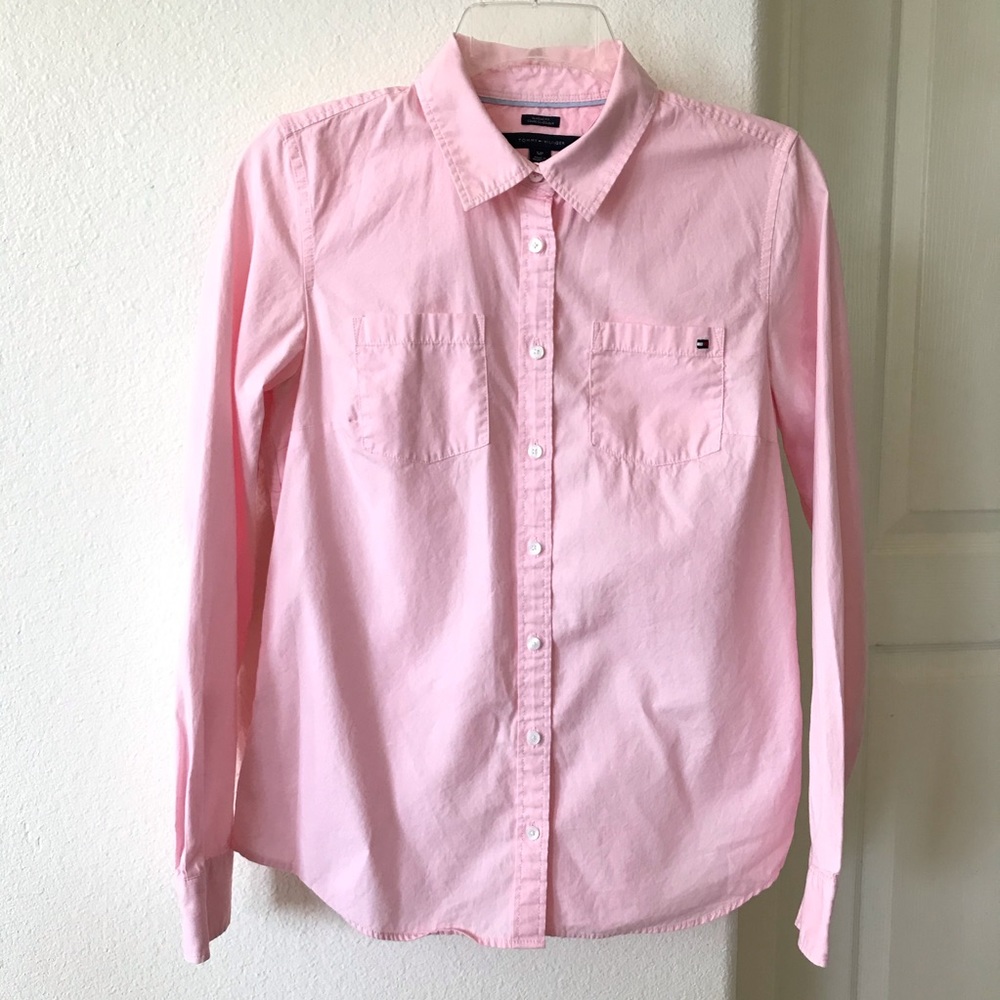 Tommy Hilfiger Pink Cotton Button Up Top Size Small